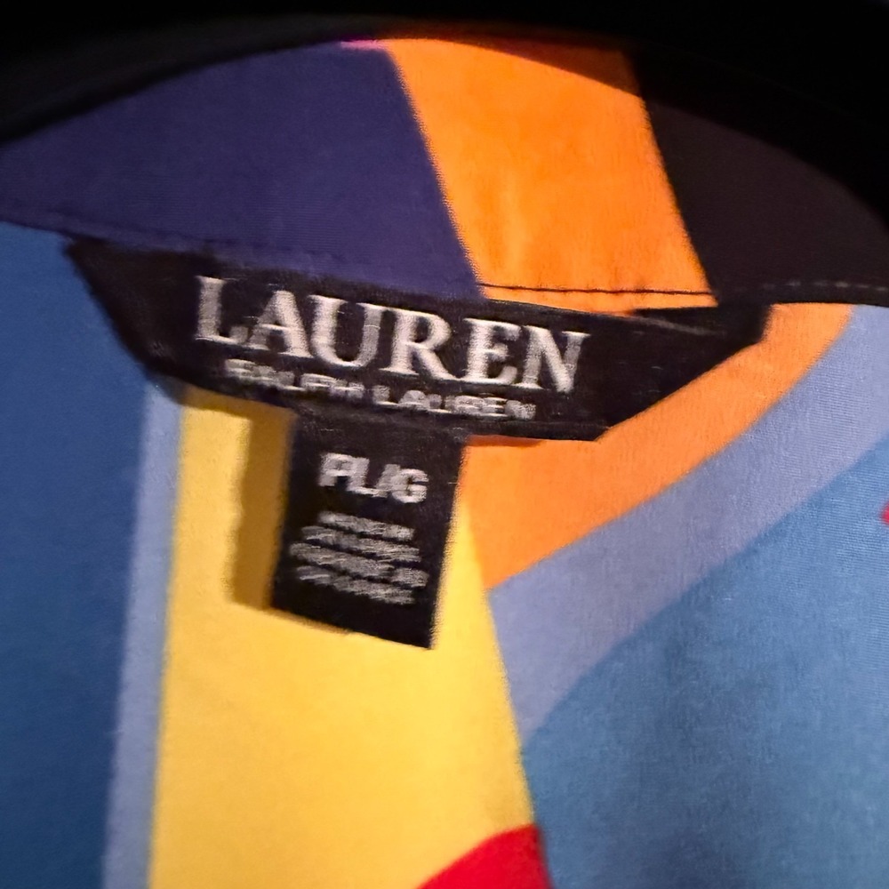 Lauren Ralph Lauren Black Label Petite Large Abstract Geometric Tunic Art Flowy - Picture 3 of 4